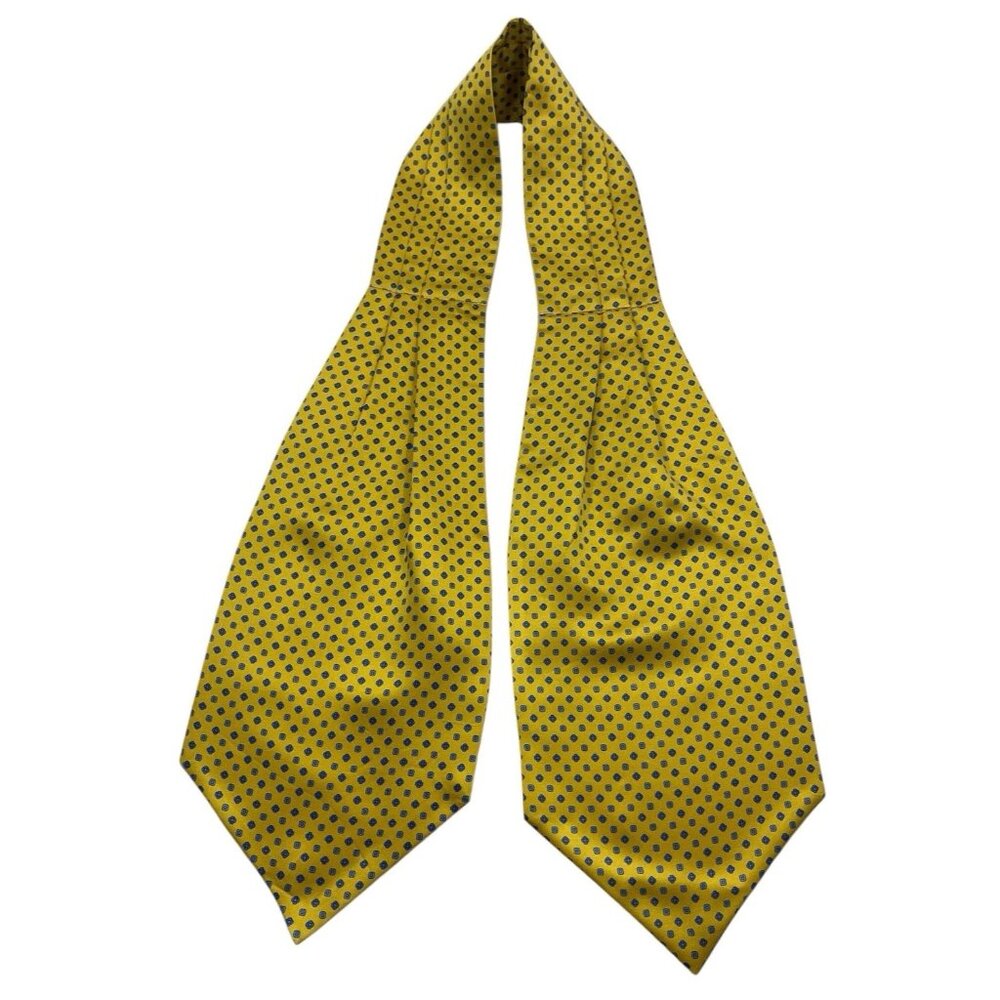 VITALIANO PANCALDI Men's 100% Silk Ascot Cravat LUXURY Yellow Geometric EUC